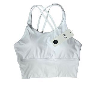 OTOS Yoga White Longline Sports Bra with Strappy Back Size Medium